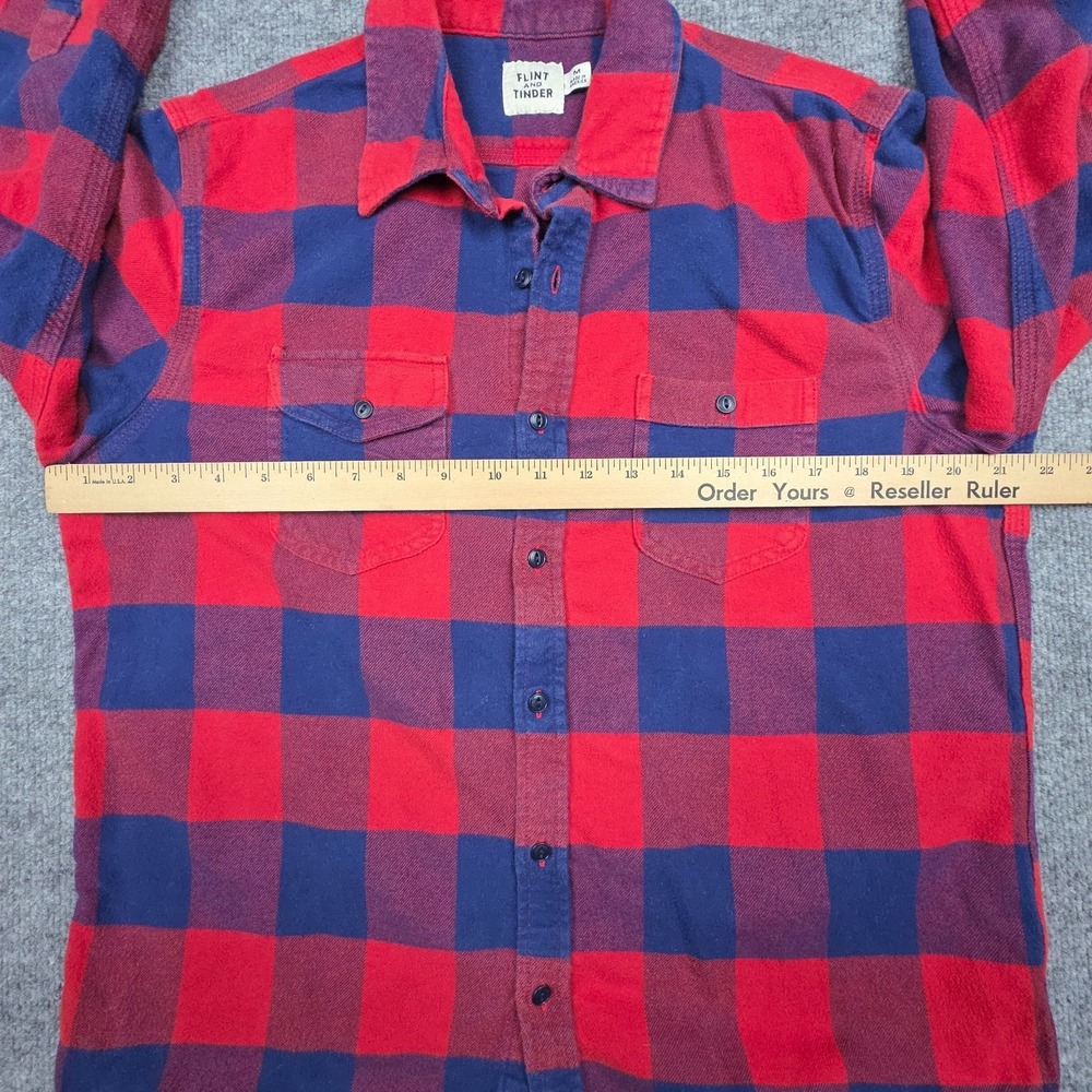 Flint And Tinder Shirt Mens Medium Red Blue Plaid Flannel Button Up Made USA - Picture 7 of 10